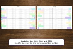 Large Wall Calendar Start On Any Month, 36″ x 24″ or 24″ x 16″