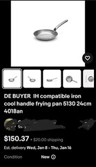DE BUYER 12.5″ Carbon Steel Pan Stainless Steel Handle Comm. Version Mineral B