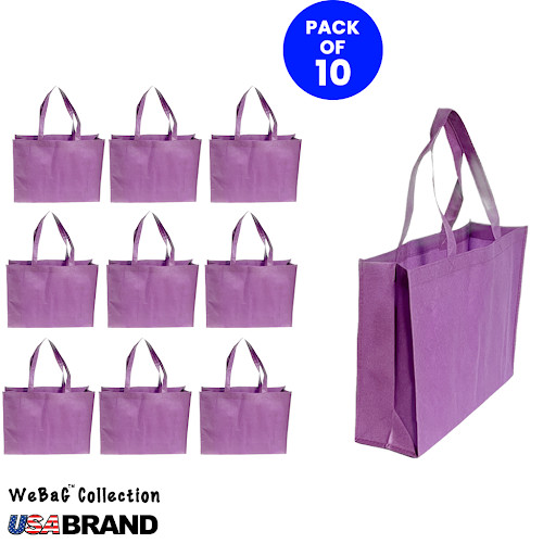 10 Purple Shopping Tote Bags Eco Friendly Reusable Recyclable Gift Promo Bag