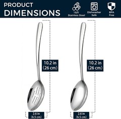 10.3-in Large Serving Spoons Set, 18/0 Stainless Steel, Heavy Duty, 2 Serving &
