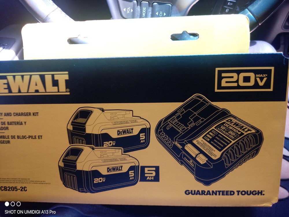 DEWALT DCB1104 12V/20V MAX Charger + 2x 20V 5Ah Batteries, 1-Bay