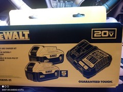 DEWALT DCB1104 12V/20V MAX Charger + 2x 20V 5Ah Batteries, 1-Bay
