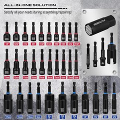 80-Piece Premium Magnetic Impact Nut Driver Set Metric & SAE with Socket Adapter