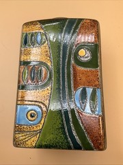 Veoa De Artesa Ecuador Square Vase 7 1/4” Tall Hand painted