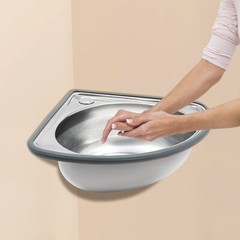 Stainless Steel Small Wall Mount Corner Bathroom Sink With Overflow Triangle