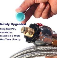 12FT High Pressure Adjustable Propane Gas Regulator Hose Indicator, Stainless