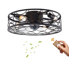 18.5″ Flush Mount Ceiling Fan with Light Pendant Lamp With Remote Control 60W