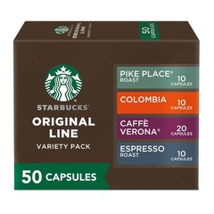 Starbucks by Nespresso Original Line Variety Pack Coffee,50/count Espresso Pods.