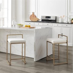 Pemberly Row 24.25″ Velvet/Metal Counter Stool in Gold (Set of 2)
