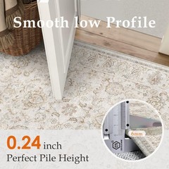 3×5 Machine Washable Area Rugs Vintage Grey – Neutral Non Slip Stain Resistan…