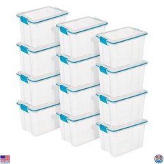 12-Pack Weather-Resistant Storage Bins with Latching Lids, 20 Quart Containers