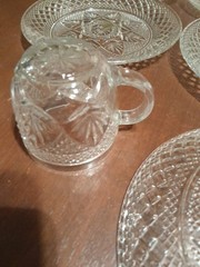 Luminarc J G DURAND ANYTIME CUT CRYSTAL Snack SET 12 Piece NEW