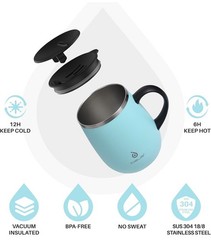 16 oz (470 ml) Insulated Coffee Mug with Handle and Lid, Coffee Cup Thermal Cup