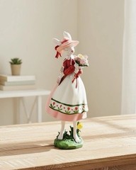 Bunny Girl Figurine 15.5in Holding Flowers Spring Summer Statue Decor NEW Gift