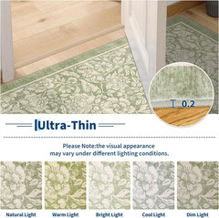 Sage Green Floral 5X7 Rug Washable Vintage Boho Rugs for Living Room Non-Slip Fl