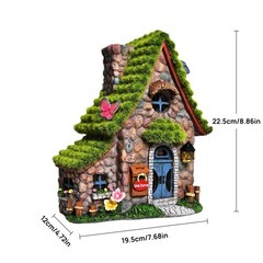 ASAWASA Resin Fairy House Statues with 7.68 x 4.72x 8.86 in, Double