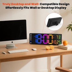 “Large Digital Wall Clock with Remote Control, 12 Inch LED Large Display Count..