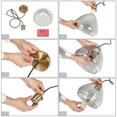 Uolfin 1-Light Modern Gold Black Pendant Light Smoke Gray Glass 9.8 in