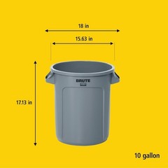 Rubbermaid Commercial Fg261000red Brute(R) 10 Gal Round Trash Can, Red, None,