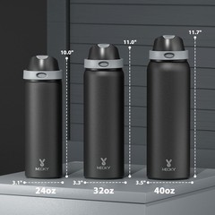 24 oz Insulated Water Bottle for Sports: Stainless Steel Water Bottle with 2-…
