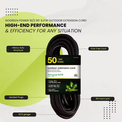 50 Ft. 16/3 SJTW Outdoor Extension Cord – Black