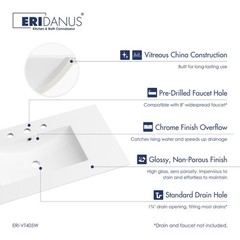 Eridanus Tucson 36″x18″ Vitreous China Vanity Top White Single Sink 3-Hole 8″