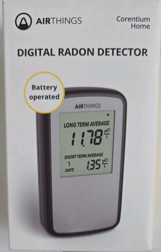 Open Box~ Airthings Corentium Home Radon Detector, Battery Operated