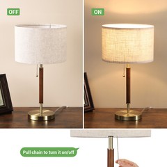 EDISHINE Modern Table Lamp Mid Century Nightstand Pull Chain Switch Bedside Lamp