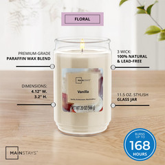 Mainstays vanilla scented single-Wick Large Glass Jar candle 20 oz…
