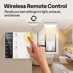 160 CFM Bathroom Exhaust Fan with LED Light, 1800W PTC Heater & Humidity Sensor