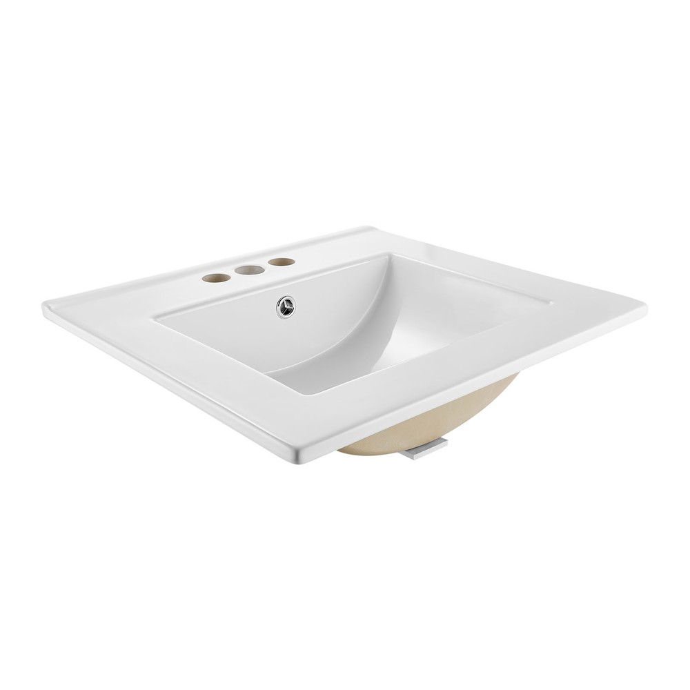 VEVOR Semi Recessed Bathroom Sink White Drop-In Sink 20.08 x 18.31 Inch Ceramic