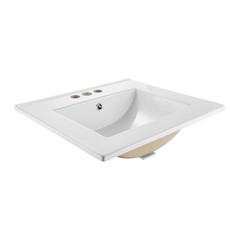 VEVOR Semi Recessed Bathroom Sink White Drop-In Sink 20.08 x 18.31 Inch Ceramic