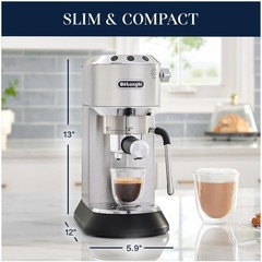 De’Longhi Dedica Arte EC885M Compact Espresso Machine with Manual Milk Frother