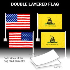 USA & Gadsden Don’t Tread On Me Car Flag 11×17 In Both Double Sided Printed 150D