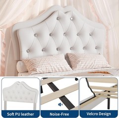 Twin Size Upholstered Bed Frame w/ Storage Drawer & LED Headboard for Kids/Girls