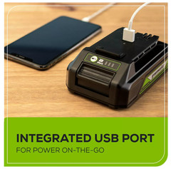 Genuine/OEM/Original Greenworks POWERALL 24V 4.0Ah Battery USB Port – New Sealed