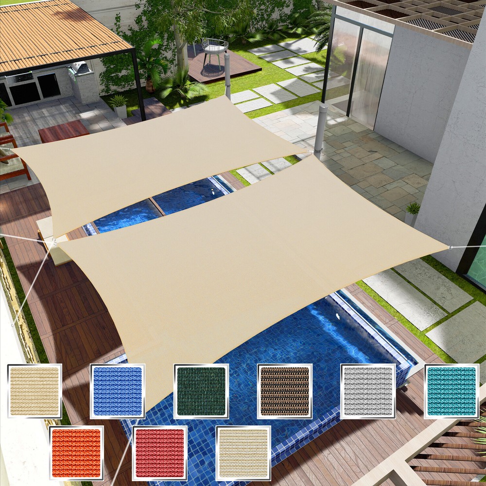 Rectangle Sun Shade Sail Canopy Shelter Shade Mesh Cover Patio Yard Pool Outdoor