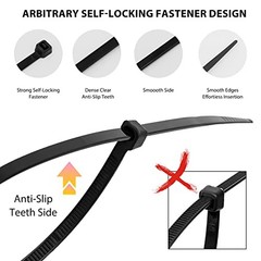 Cable Zip Ties,4 Inch Small Cable Ties,250PCS Multi 4″(250 Pack) 18 Lb Black