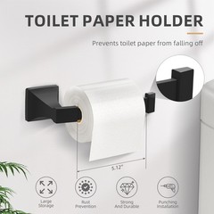 4 Pieces Matte Black Bathroom Hardware Accessories Set 24 Inch Towel Bar Towel