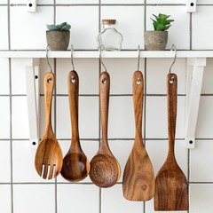 Wooden Spatulas 2 PCs Natural Acacia Wooden Cooking Utensils Set for Non-stick