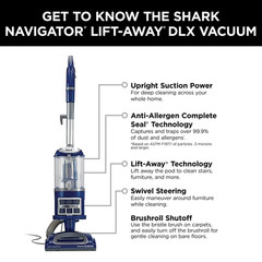 Shark NV360 Navigator Lift-Away Deluxe Upright Vacuum Blue HEPA