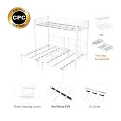 Twin Over Twin & Twin Triple Bunk Bed Platform Bed Frames For Kids Teens Adults