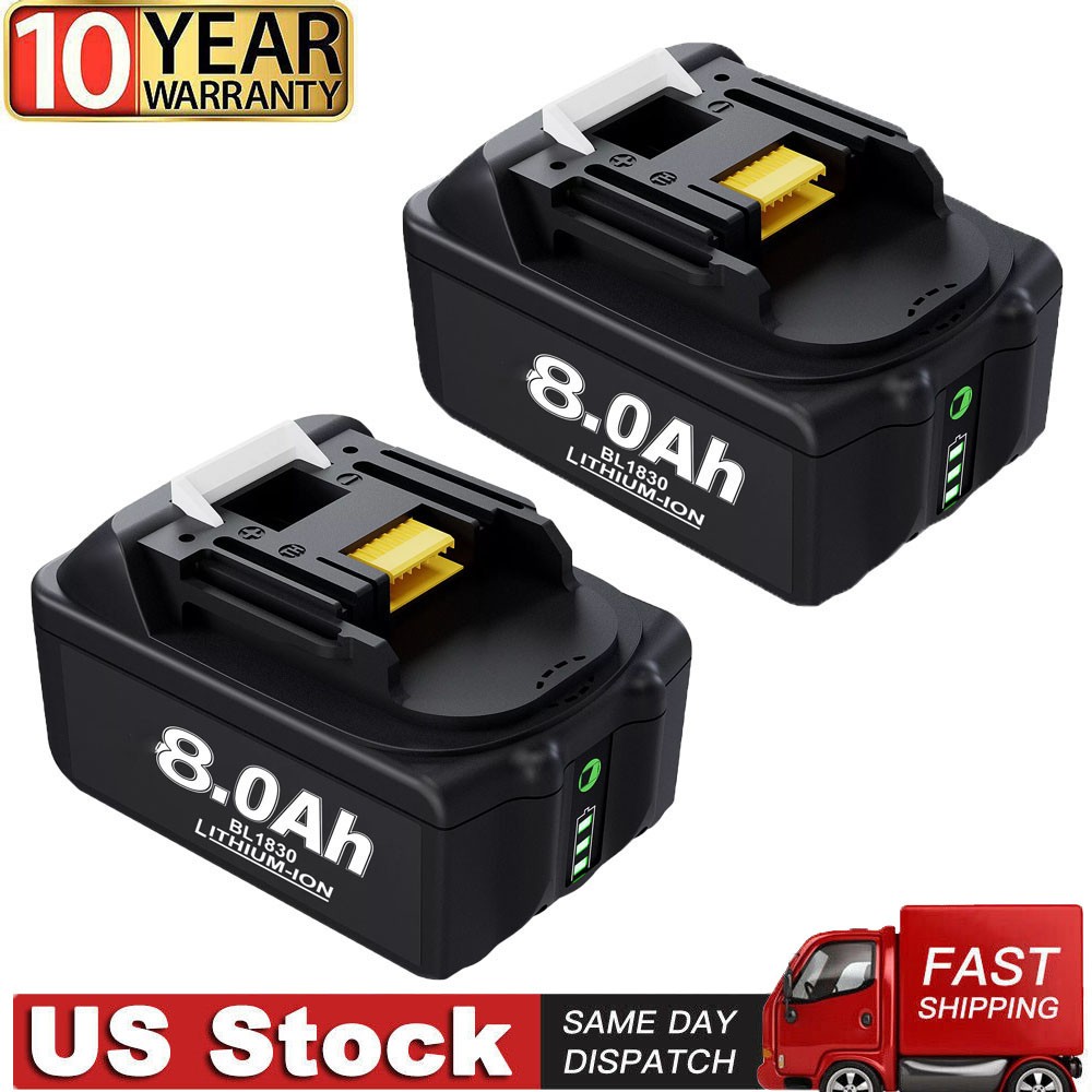 2 Pack For Makita 18V Battery 8.0AH Li-Ion BL1830 BL1850 BL1840 BL1860B LXT Tool