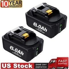 2 Pack For Makita 18V Battery 8.0AH Li-Ion BL1830 BL1850 BL1840 BL1860B LXT Tool