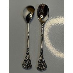 VTG Silverplate Coffee Spoon Set Silver Floral Rose Bud Ornate Demitasse 4.25in