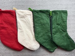 Sherpa Fleece Christmas Stockings Set 4 Bows Red Green White Large Cozy Decor