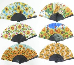 12pc floral sunflower floral summer w/ Gift bags Wedding Flower Hand Held Fan