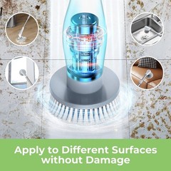 Electric Spin Scrubber Extra Length 9 Brush Heads Retractable Handle IPX8