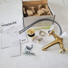IKEA RUNSKAR Sink Faucet Brass Color 2 Handle 704.957.38 Open / Unused Complete