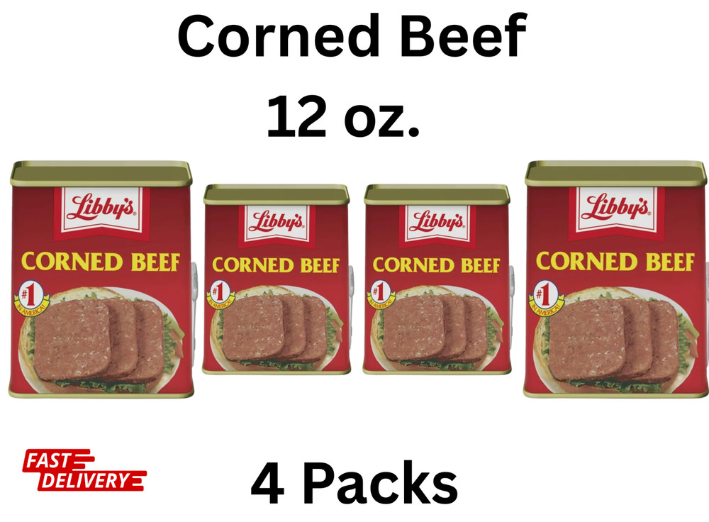 (4 pack) Libby’s Corned Beef, 14g Protein Per Serving, Canned Meat, 12 oz. Can